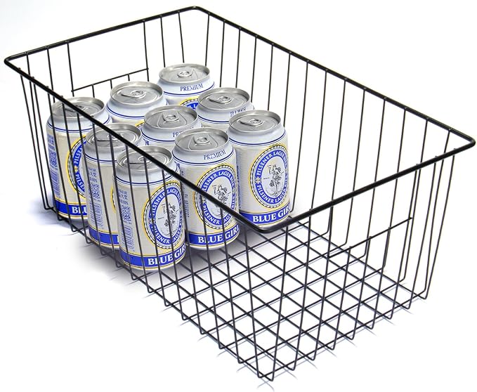 Freezer Organizer Bins - 3 Pack Stand Up Freezer Baskets for 16，17，21 cu.ft Upright Freezer, Wire Storage Baskets with Built-in Handles, Easy to Access Frozen Food Allow Air Circulation, Black - Image 3