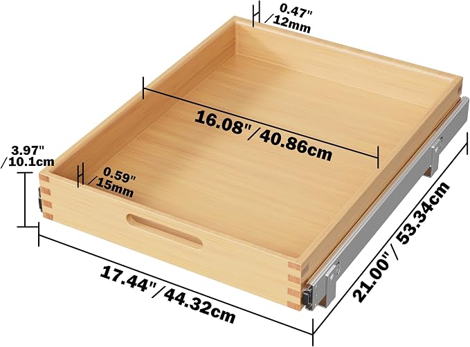 Pull Out Drawers for Cabinets 18"W x 21"D, Farmeless&Farme Cabinet | Full Slide Out Wood Drawer Shelf, Heavy Duty Caddy Pull Out Cabinet Organizer, Base Cabinet Organization for Kitchen, Pantry - Image 2