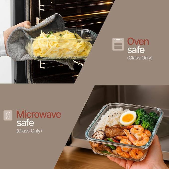 Bakken Borosilicate Glass Food Storage Containers with Lids 24 Pieces, BPA-Free Stackable Lunch & Leftover Containers, Microwave, Freezer & Dishwasher Safe, 100% Airtight Leak-Proof, Aqua - Image 5