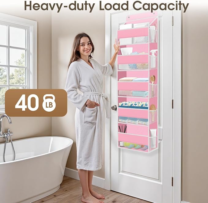 2 Pcs Over The Door Organizer Large Capacity Hanging Storage Room Organizer | 40 lb Capacity, Ultra-Sturdy, Foldable, Mesh Design with Clear Window, Space-Saving Organizer for Pantry, Nursery & Closet - Image 5