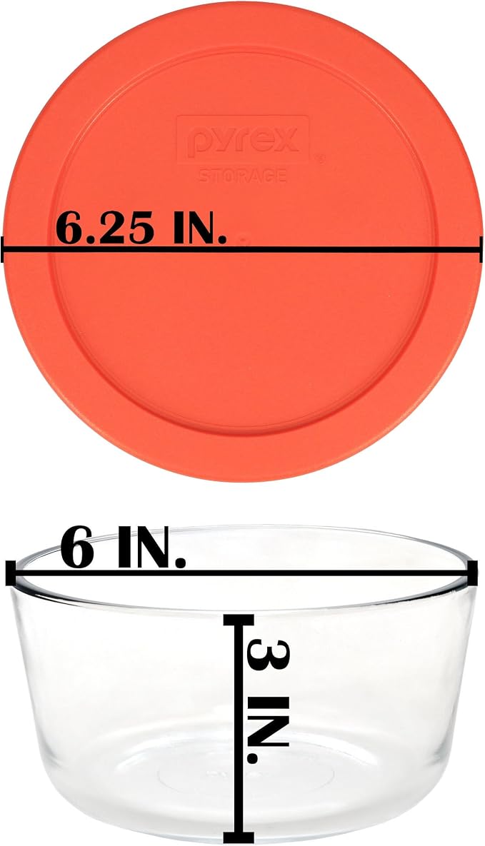 Pyrex 7201 Glass Bowl & 7201-PC Pumpkin Orange Lids (4-Pack) - Made in USA | Tempered Construction | Reusable Covers | Food Freshness Protection | Oven-To-Table Use - Image 5