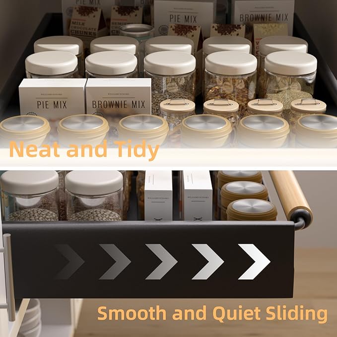 2 Pack 15.3'' Deep Expandable Slide Out Cabinet Shelf No-Drill Pull Out Drawer with Nano Film Adhesive, Heavy Duty Pull Out Tray for Kitchen, Pantry & Bathroom, Black - Image 6