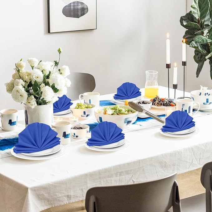 SuperO Set of 40 Cloth Napkins 17 x 17 Inch, Polyester Solid Washable Dinner Napkins with Hemmed Edges,Great for Restaurant, Wedding and Party(Royal Blue) - Image 5