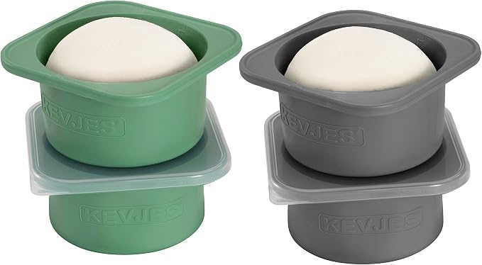 PLUS-1000ml Pizza Dough Proofing Box for DIY Artisan Pizza, Food Grade Silicone Stackable Containers with Lids. Freezer, Fridge, Dishwasher Safe (2Green Plus+2Space Grey Plus) by kevjes
