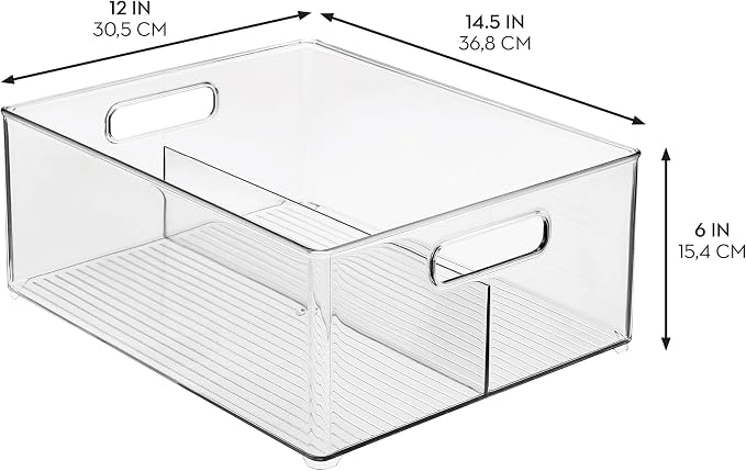 iDesign Divided Pantry Bin, Clear | Kitchen Storage, Organize Snacks and Produce - Image 2