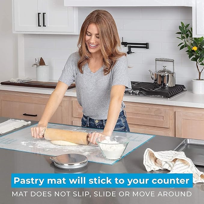 Silicone Baking Mats Set of 5 and Silicone Pastry Mat - 2 Half Sheets Mats + 1 Quarter Sheet Liner + 1 Round & 1 Square Mat + Extra Large Baking Mat For Rolling Out Dough - 100% Silicone - Image 6