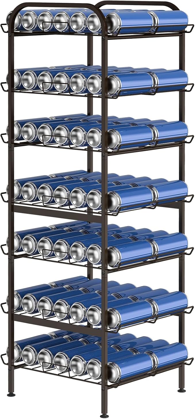 smusei Water Bottle Organizer 7 Tier Free Standing Vertical Metal Water Bottle Rack Shelf Adjustable Water Bottle Beverage Drink Stand Holder for Kitchen Pantry Food Storage, Bronze - Image 7