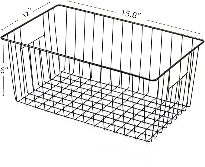 4 Pack Freezer Organizer Bins - Stand up Freezer Organizers for 16 Cu.Ft Upright Freezer, Easily Get Food Improve Air Circulation, Wire Storage Baskets, Black - Image 5