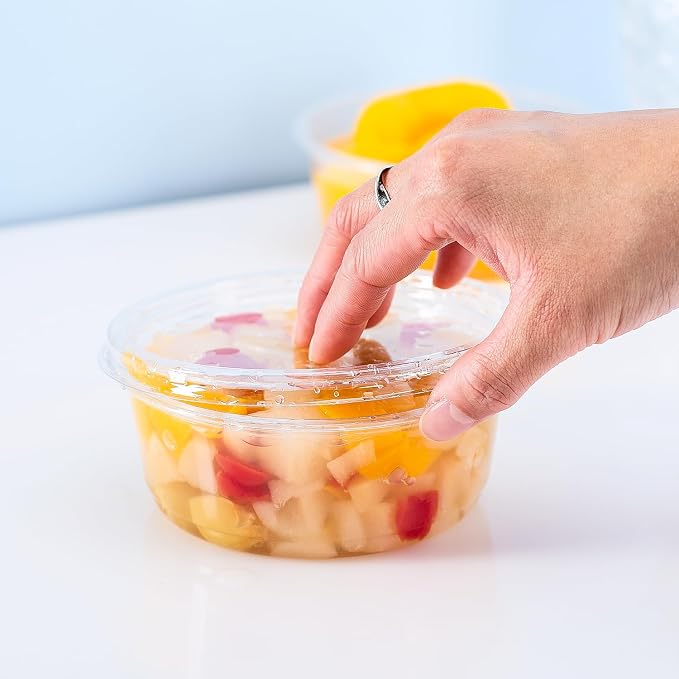 Karat FP-DCL117-PP Flat Lid for 8 oz.- 32 oz. PP Deli Containers, 0.3" Height, 4.61" Width, 4.73" Length (Pack of 500) - Image 3