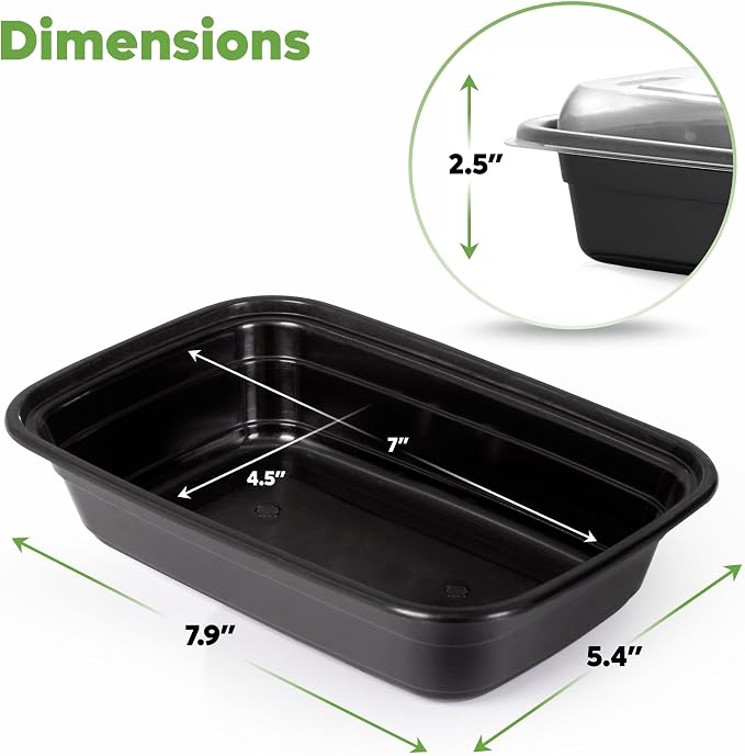GUSTO 24 oz -1 Compartment Meal Prep Containers with Lids – [Case of 150] Reusable, Microwaveable, Dishwasher & Freezer Safe, BPA-Free Food Storage Boxes for Portion Control (Formerly Comfy Package) - Image 2