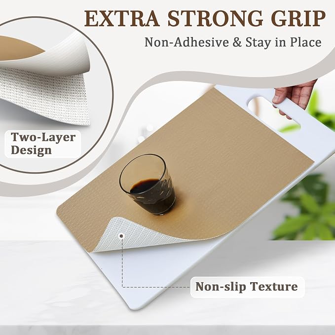 Shelf Liner for Kitchen Cabinets and Drawers, 18" x 120" Beige | Non-Adhesive Design, Waterproof & Non-Slip Protection, Easy Cut to Fit, Washable and Reusable, Pantry Storage - Image 3