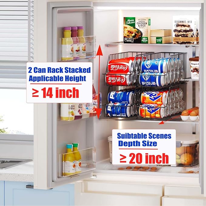 4-Tier Stackable Can Rack Organizer for Kitchen Pantry,Max Can Storage Holder,Durable Can Dispenser & Canned Goods Organizer for Fridge,Hold More 44 Cans, for Various Ounces of Canned Food Soda Drinks - Image 8