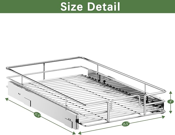 LOVMOR Pull Out Cabinet Organizer 15½" W x 21½" D, Kitchen Cabinet Pull Out Shelves Slide Out Storage - Image 3