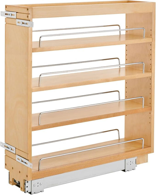 Rev-A-Shelf Maple Pullout Organizer for Full Height Base Cabinets, Full Extension Slides & Adjustable Shelves, Min Opening Width of 7", 448-BC-6C by Rev-A-Shelf