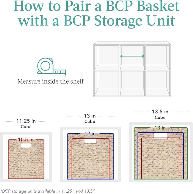 Best Choice Products 13x13in Pack of 5 Cube Storage Baskets, Water Hyacinth Multipurpose Collapsible Organizers, Handwoven Laundry Totes for Laundry, Living Room, Kids Room & Nursery - Natural - Image 6