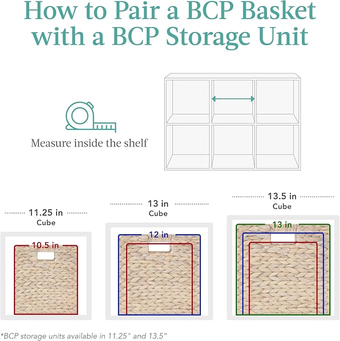Best Choice Products 13x13in Pack of 5 Cube Storage Baskets, Water Hyacinth Multipurpose Collapsible Organizers, Handwoven Laundry Totes for Laundry, Living Room, Kids Room & Nursery - Brown - Image 6