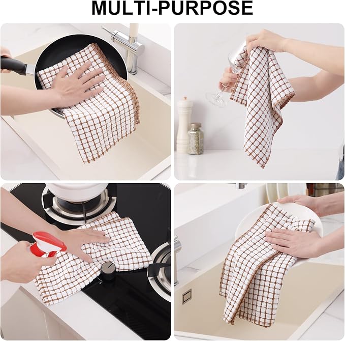 Kitinjoy Cotton 24 Pack Terry Kitchen Towels, Mix Color | 16 x 25 Inches Super Soft and Absorbent Dish Towels, Quick Drying hand towels for kitchen Drying - Image 4