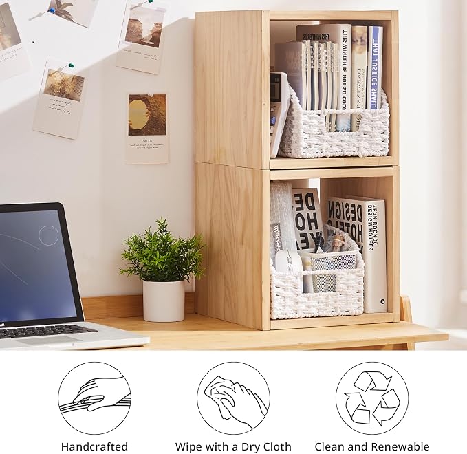 OIAHOMY Pantry Baskets for Organizing, Paper Rope Baskets with Built-in Handles, Wicker Storage Bints for Shelves, 2 Pack-White - Image 5