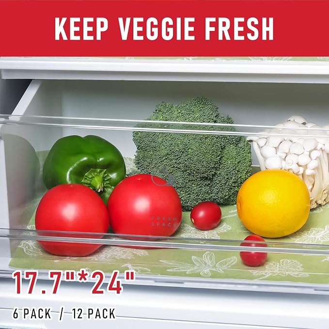 Cooyes Large Refrigerator Liners for Shelves, 12 Pack, 17.7" × 24", Fridge Drawer & Shelf Liners for Kitchen Cabinets Non-Adhesive, Breathable Cloth Material, Keep Produce Fresh Longer, Sage Green - Image 6