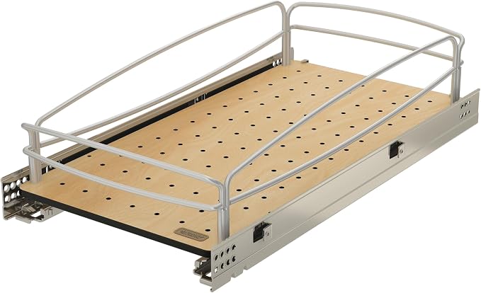 Rev-A-Shelf Pull Out Kitchen Cabinet Storage Organizer with Solid Bottom and Undermount Soft-Close Full Extension Slides, 54BK-12SC-1 by Rev-A-Shelf