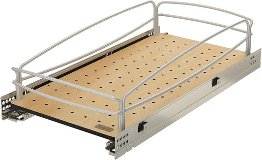 Rev-A-Shelf Pull Out Kitchen Cabinet Storage Organizer with Solid Bottom and Undermount Soft-Close Full Extension Slides, 54BK-12SC-1 by Rev-A-Shelf