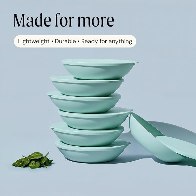 Large Serving Bowl with Lid - Certified Recycled Food-Safe Plastic, BPA-Free, Dishwasher, Microwave, Fridge and Freezer Safe | 4.96qt | Mint - Image 8