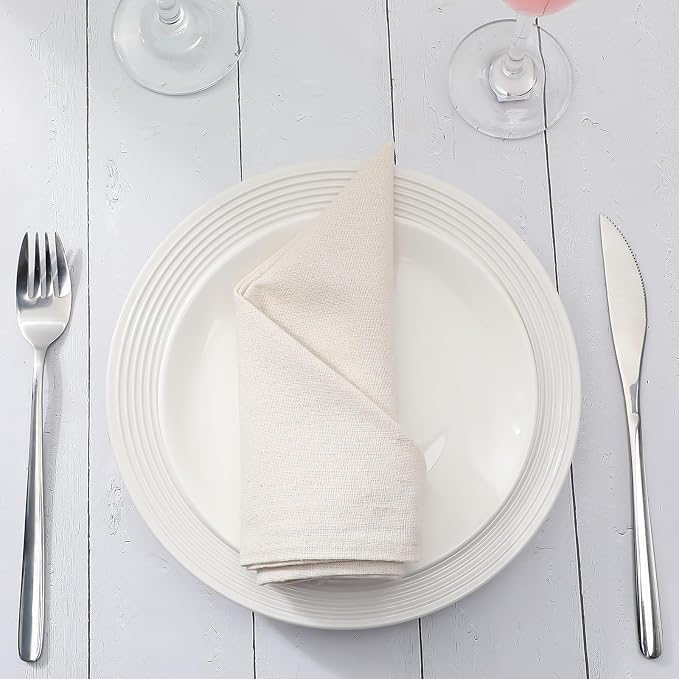 Mixweer Set of 40 Beige Cloth Linen Napkins Bulk Reusable Cotton Dinner Napkin 16 x 16 Inch Washable Pastel Soft Table Napkins for Wedding Dinner Hotel Restaurant Event Party - Image 4