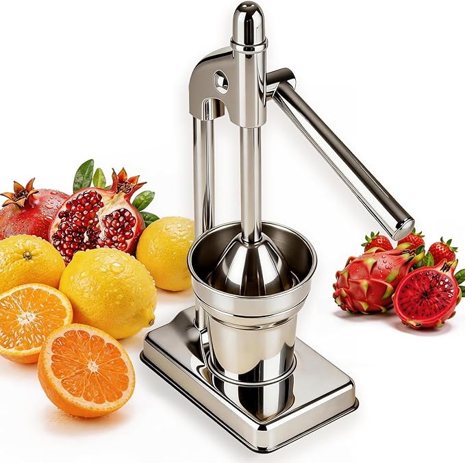 Fruit Juice Squeezer,Manual Juicer Hand Press,Orange Lemon Squeezer,Heavy Duty Manual Juicer,Professional Citrus Juicer Fruit Juice,Easy to Clean (Silver) by IMGROSE