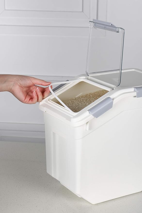 EonTone [2-Pack] 30 lbs Rice Storage Container, 15L Airtight Food Bin with Wheels for Flour, Pet Food - Image 8