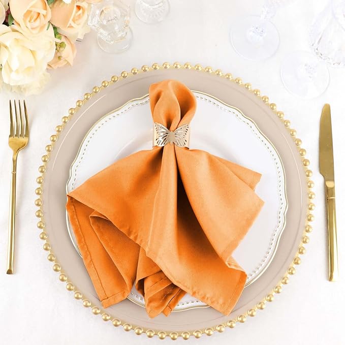 Efavormart Premium Cloth Napkins Set of 10, 17x17 Inch Orange Seamless Dinner Napkins, Washable Linen Table Napkin Cloth with Hemmed Edges for Weddings, Party and Banquet - Image 6