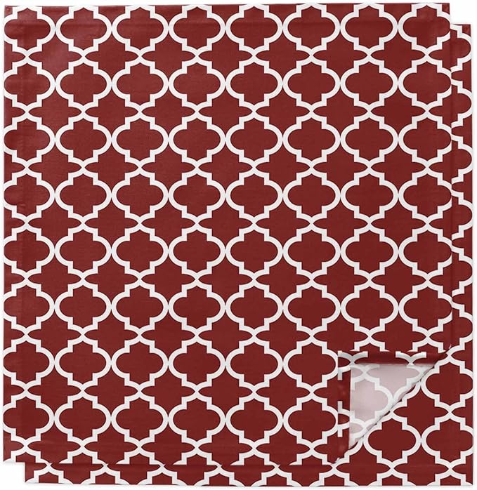 Cloth Napkins Set of 2-20x20 Inches, Red Moroccon Washable Reusable Table Napkins, Vintage Farmhouse Minimalist Motifs Art Soft & Absortbent Dining Napkin for Party Wedding Hotel Restaurant by Unknown