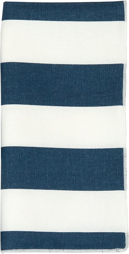 Cloth Napkins 100% Cotton Linen Napkins 18" x 18" Dinner Napkins Navy Blue and White Beach Nautical Coastal Striped Table Decor Linens 18" x 18" Set of 4 - Image 4