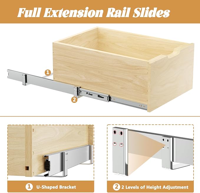 Pull Out Cabinet Organizer, Slide Out Wood Drawer, Pull Out Drawers for Cabinets, 8" High Pull Out Shelf for Kitchen Cabinet Pantry, 22½" W×21" D | Cabinet Pull Out Organizer, Pull Out Drawers for Cabinets, 8" High Pull Out Shelf for Kitchen Cabinet Pa... - Image 5