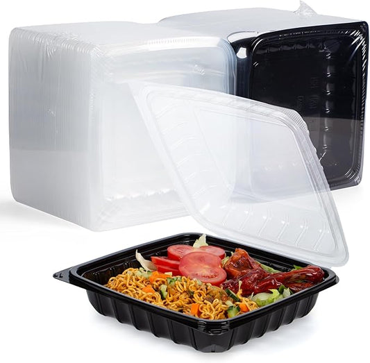 YANGRUI 45-Pack 38 oz 9.5" Commercial Container, Shrink-Wrapped No Pre-Wash | Single Compartment, Heavy-Duty Anti-Fog Lid, Leakproof Microwave Safe BPA-Free PP, for Buffet, Banquet & Hot Holding by YANGRUI