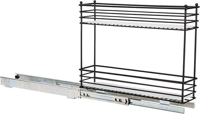 Household Essentials Glidez Under Cabinet 2‑Tier Pull‑Out Storage Organizer with Removable PEVA Liners, Matte Black - Image 9