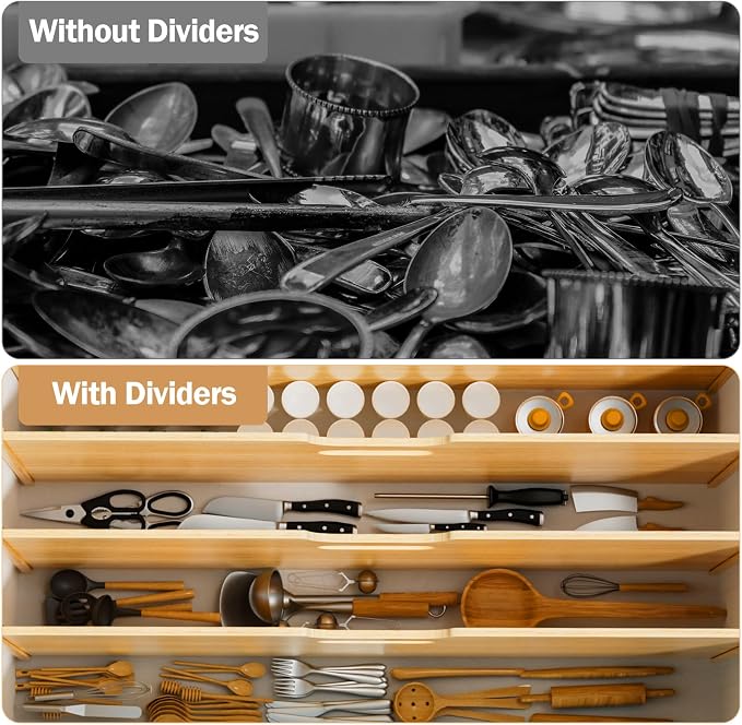 6 Set Trim-to-Fit Wood Tray Dividers for Cabinet, Cookie Sheet Organizer, Multi Layer Embedded Plug-in Board Storage, Cuttable DIY Storage Divider Insert for Kitchen Bedroom Cabinet Closet - Image 8