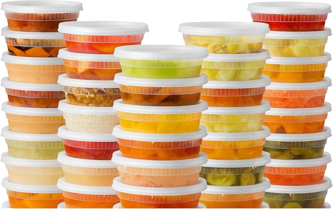 [8oz-100 Sets Plastic Deli Containers with Lids - BPA Free Clear Soup Containers with Airtight Lids, Leak Resistant Food Storage for Meal Prep, Stackable/Microwave/Dishwasher/Freezer Safe - Image 2