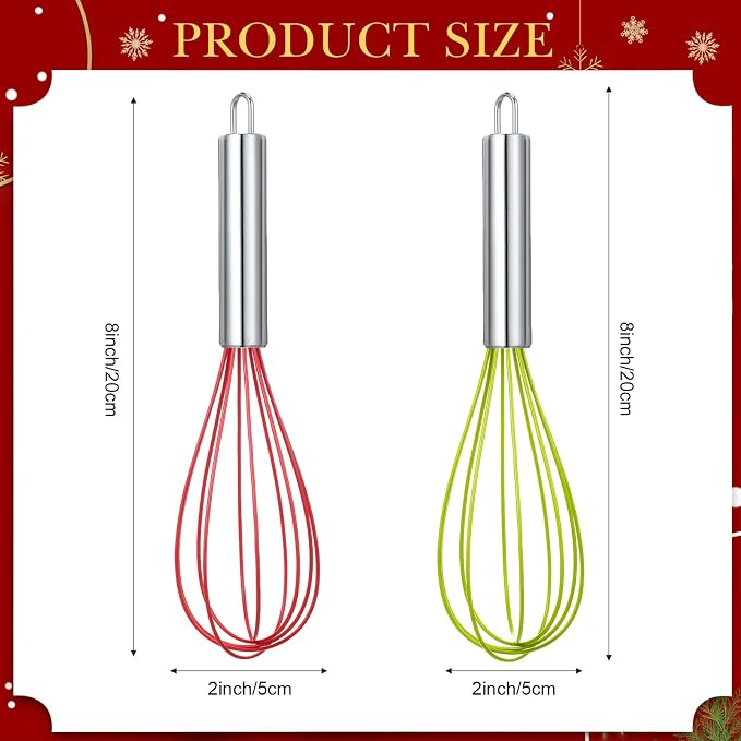 FoldTier 48 Sets 8 Inch Whisks Bulk DIY Fillable Whisk Gifts Colored Silicone Whisks for Cooking Heat Resistant Egg Beaters for Candy Holder Party Favors - Image 2