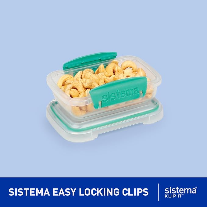 Sistema KLIP IT Storage Containers, Airtight and Stackable Food Storage Containers with Lids, Lunch Boxes and Snack Boxes, BPA-Free, 28 Pieces (14 Cans and Lids) - Image 3