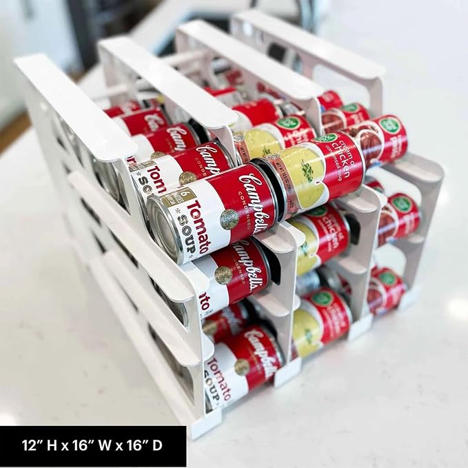 FIFO Can Tracker 4-Pack - 3-Tier Rotating Food Can Organizer for Pantry, Expandable Soda Can Storage for Kitchen, Holds 54 Cans of Food or Soda - Image 5