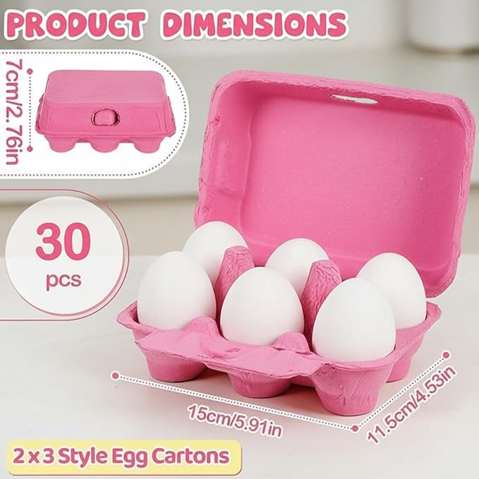 Rtteri 30 Pieces Colored Paper Pulp Egg Cartons 2 x 3 Colorful Style Vintage Blank Egg Cartons for Fresh Duck Quail Storage Kitchen Family Farmhouse - Image 3