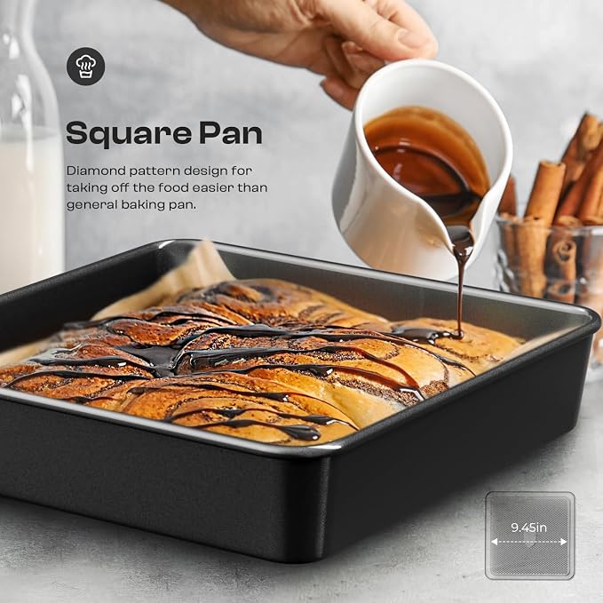 12-Piece Nonstick Bakeware Set, Stackable Non Toxic Baking Pans Set - Black | Oven Safe Bakeware Set with Rack & Kitchen Utensils, Cookie Sheets Set, Cake Pan, Muffin Pan, Loaf Pan, Roasting Pan - Image 7