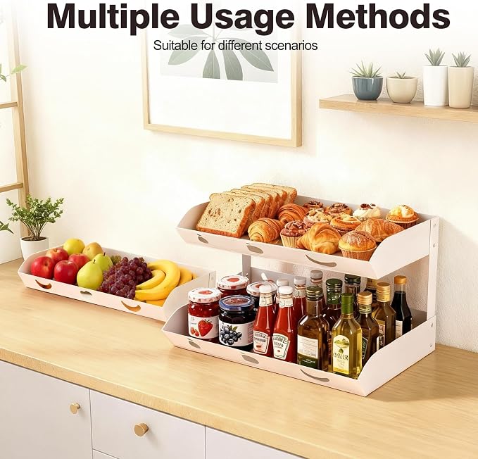 GOENDR Fruit Basket for Kitchen Counter – 3 Tier Metal Fruit Bowl with Banana Hanger, Convertible to 2 Tier, Large Capacity Countertop Organizer for Fruit Vegetables Bread Snack Produce Storage - Image 6