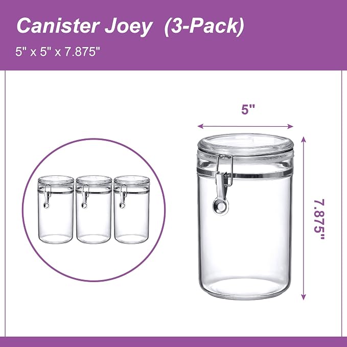 Cathy - 56-Ounce Plastic Canister (Set of 3), Plastic Airtight Food Container, Stackable for Pantry Storage, BPA-Free and Shatter-Proof, Perfect for Home and Commercial Use - Image 4