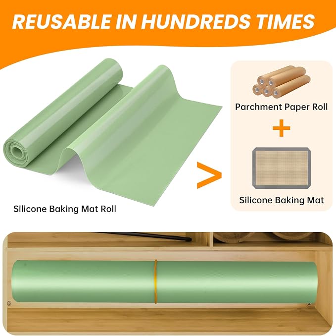 Cut to Size Silicone Baking Mat Roll-Best German Silicone - Heat Resistant Silicone Baking Macaron Mat,Non-stick Pastry Mat, Reusable Dough Mat for Rolling - Image 6