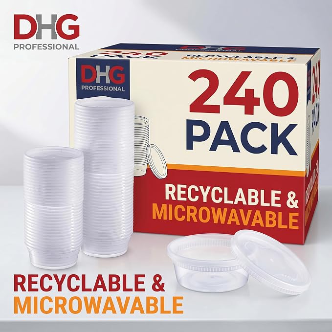 12 oz Deli Containers with Lids (Pack of 240), Recyclable Polypropylene, Microwavable, Heat Resistant (12) - Image 2