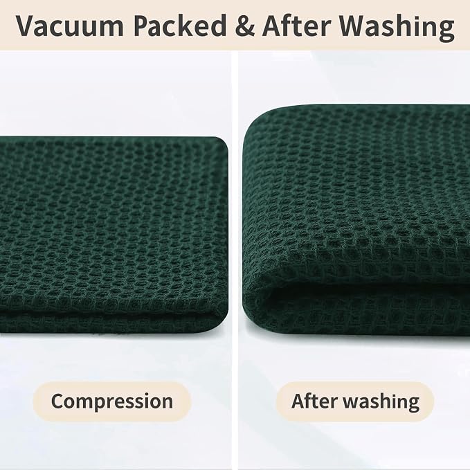 Homaxy 100% Cotton Waffle Weave Kitchen Dish Cloths, 9-Pack, Blackish Green | Ultra Soft Absorbent Dish Towels, Quick Drying Dish Rags with Hanging Loop, 12 x 12 Inches - Image 7