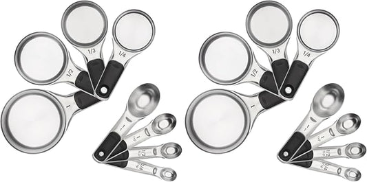 OXO Good Grips Stainless Steel Measuring Cups and Spoons 8-Piece Set,4 Cups and 4 Spoons,(Pack of 2) by Unknown