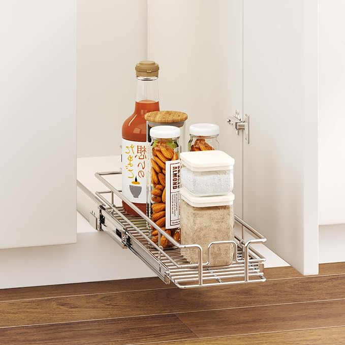 LOVMOR Pull Out Cabinet Organizer 9" W x 21½" D, Kitchen Cabinet Pull Out Shelves Slide Out Storage - Image 5