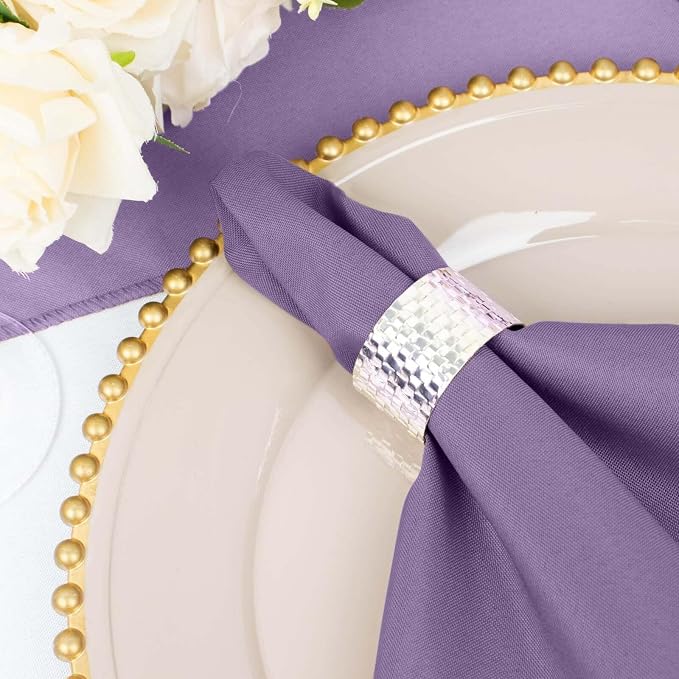Efavormart Premium Cloth Napkins Set of 10, 20x20 Inch Violet Seamless Dinner Napkins, Washable Linen Table Napkin Cloth with Hemmed Edges for Weddings, Party and Banquet - Image 6